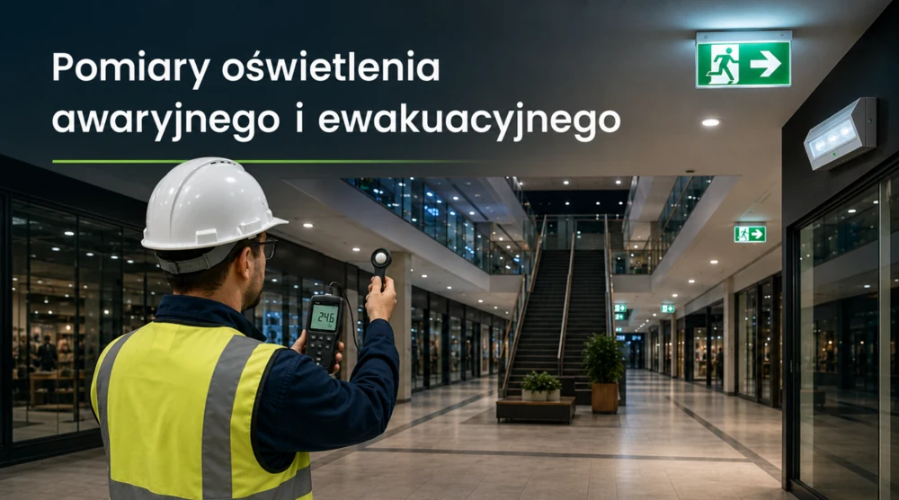 Pomiary oświetlenia awaryjnego i ewakuacyjnego w centrum handlowym – miniaturka artykułu MetrixLab