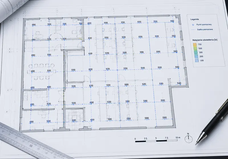 Siatka pomiarowa na rzucie DWG lub PDF